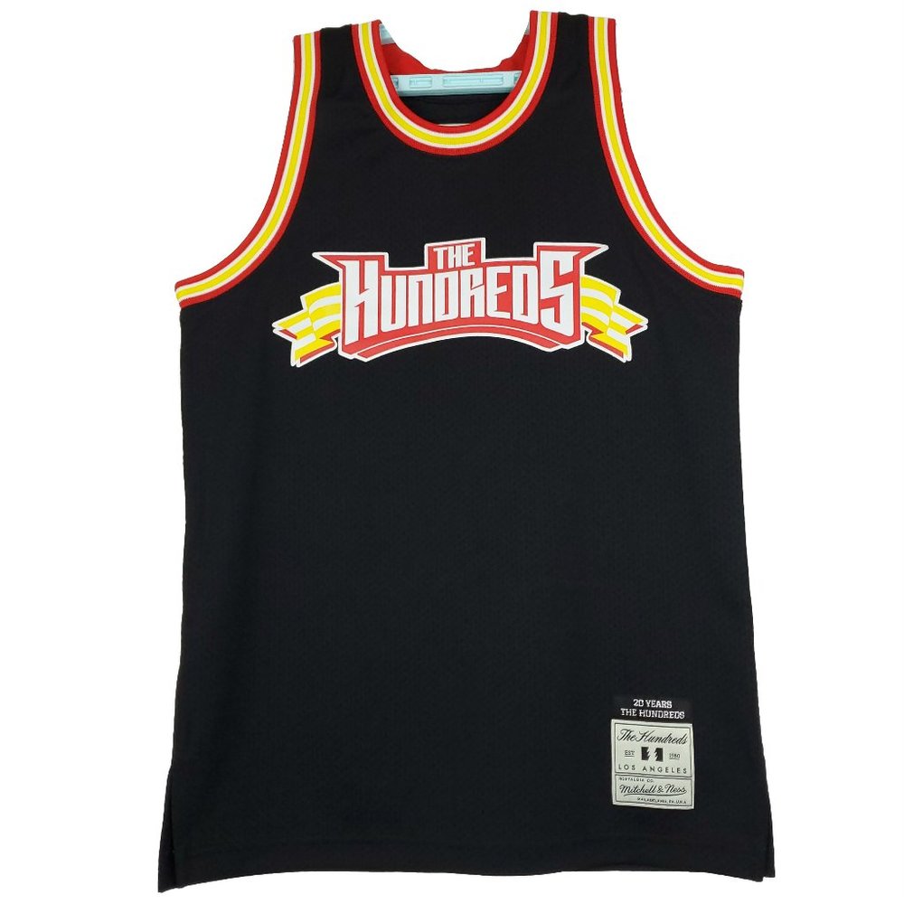The Hundreds x Mitchell & Ness Jersey S Small Black Red Yellow Atom‎ Bomb NWT